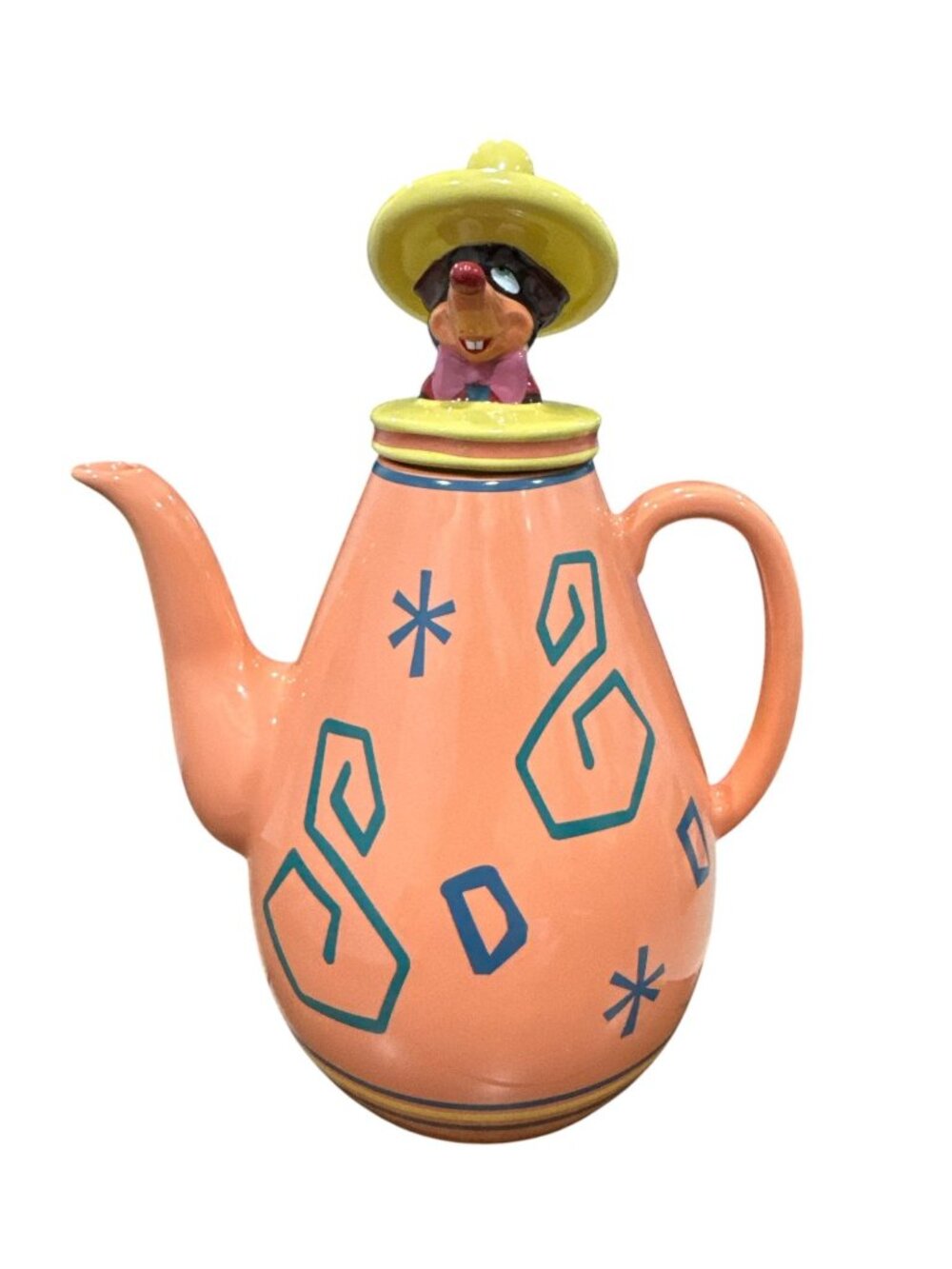 Vintage Disney The Three Caballeros Jose Ceramic Teapot With Lid Orange & Yellow